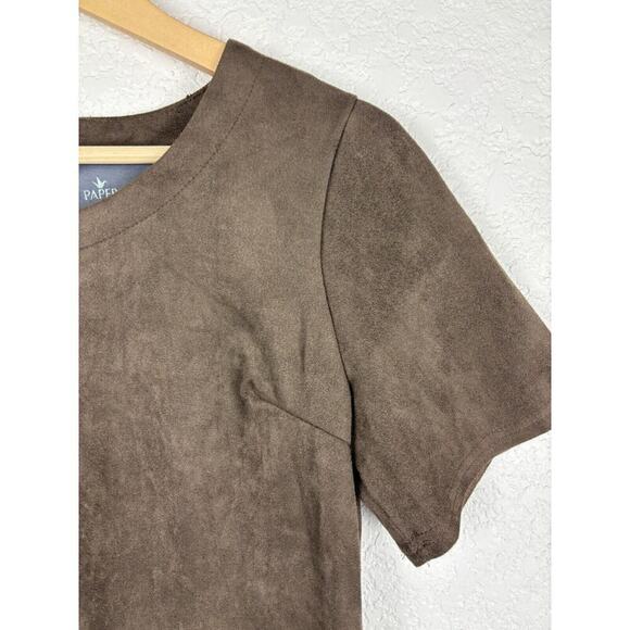 Paper Crane Microsuede Dress Womens Size Medium Brown Boho Minimalist GOGO NEW - Picture 2 of 12